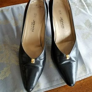St. John black leather heels